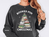 Booked for Christmas Sweatshirt, Book Lover Holiday Crewneck, Christmas Tree Books Pullover, Cozy Reading Gift for Librarian or Bookworm