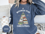Booked for Christmas Sweatshirt, Book Lover Holiday Crewneck, Christmas Tree Books Pullover, Cozy Reading Gift for Librarian or Bookworm
