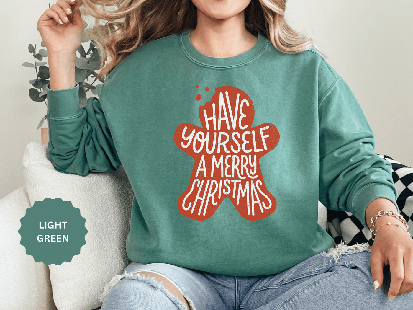 Have Yourself a Merry Christmas Sweatshirt, Gingerbread Cookie Crewneck, Cute Holiday Baking Pullover, Christmas Gift for Baker or Teacher