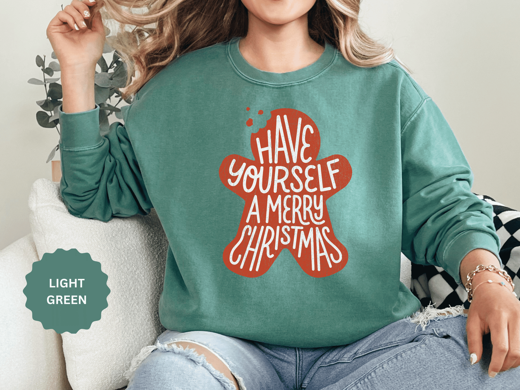 Have Yourself a Merry Christmas Sweatshirt, Gingerbread Cookie Crewneck, Cute Holiday Baking Pullover, Christmas Gift for Baker or Teacher