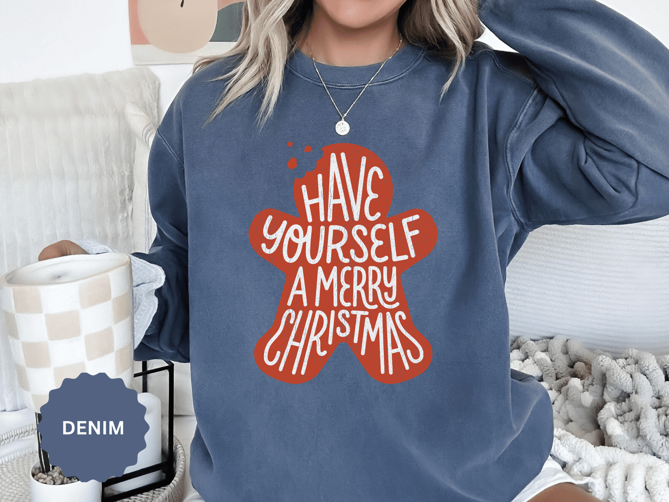 Have Yourself a Merry Christmas Sweatshirt, Gingerbread Cookie Crewneck, Cute Holiday Baking Pullover, Christmas Gift for Baker or Teacher