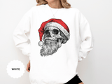 Skull Santa Sweatshirt, Gothic Christmas Crewneck, Creepy Holiday Skeleton Pullover, Alternative Xmas Gift for Metalhead or Horror Fan