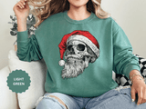 Skull Santa Sweatshirt, Gothic Christmas Crewneck, Creepy Holiday Skeleton Pullover, Alternative Xmas Gift for Metalhead or Horror Fan