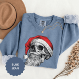 Skull Santa Sweatshirt, Gothic Christmas Crewneck, Creepy Holiday Skeleton Pullover, Alternative Xmas Gift for Metalhead or Horror Fan