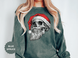 Skull Santa Sweatshirt, Gothic Christmas Crewneck, Creepy Holiday Skeleton Pullover, Alternative Xmas Gift for Metalhead or Horror Fan