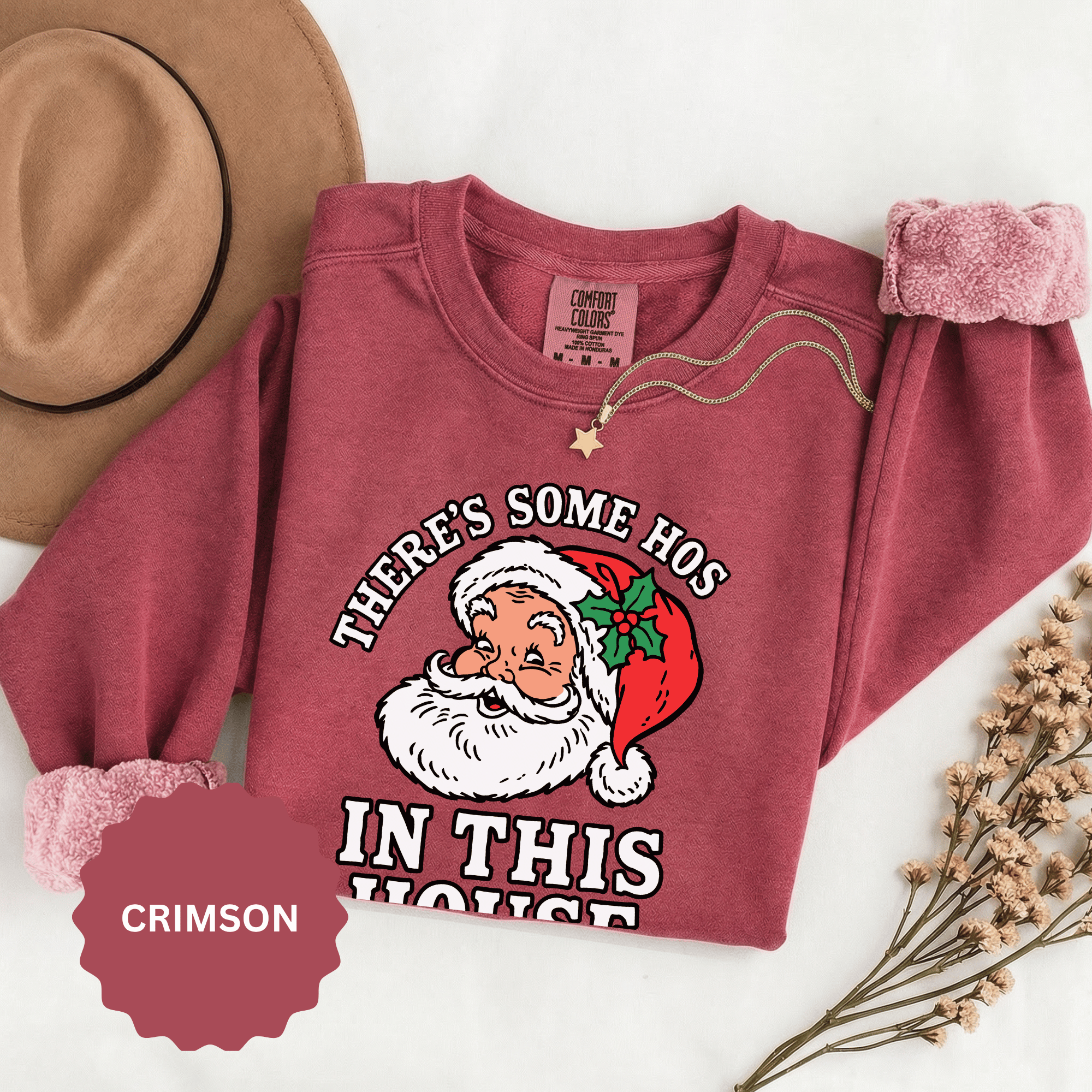 There's Some Ho's in This House Sweatshirt, Funny Santa Christmas Crewneck, Adult Holiday Party Pullover, Naughty Gift for Friends