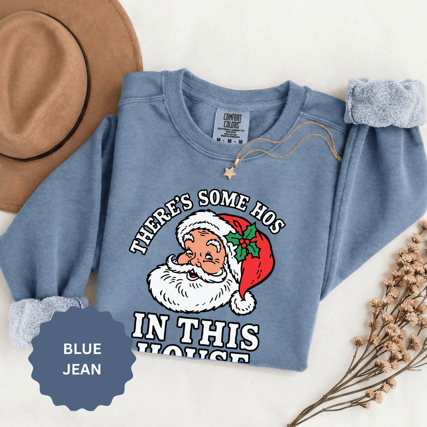 There's Some Ho's in This House Sweatshirt, Funny Santa Christmas Crewneck, Adult Holiday Party Pullover, Naughty Gift for Friends