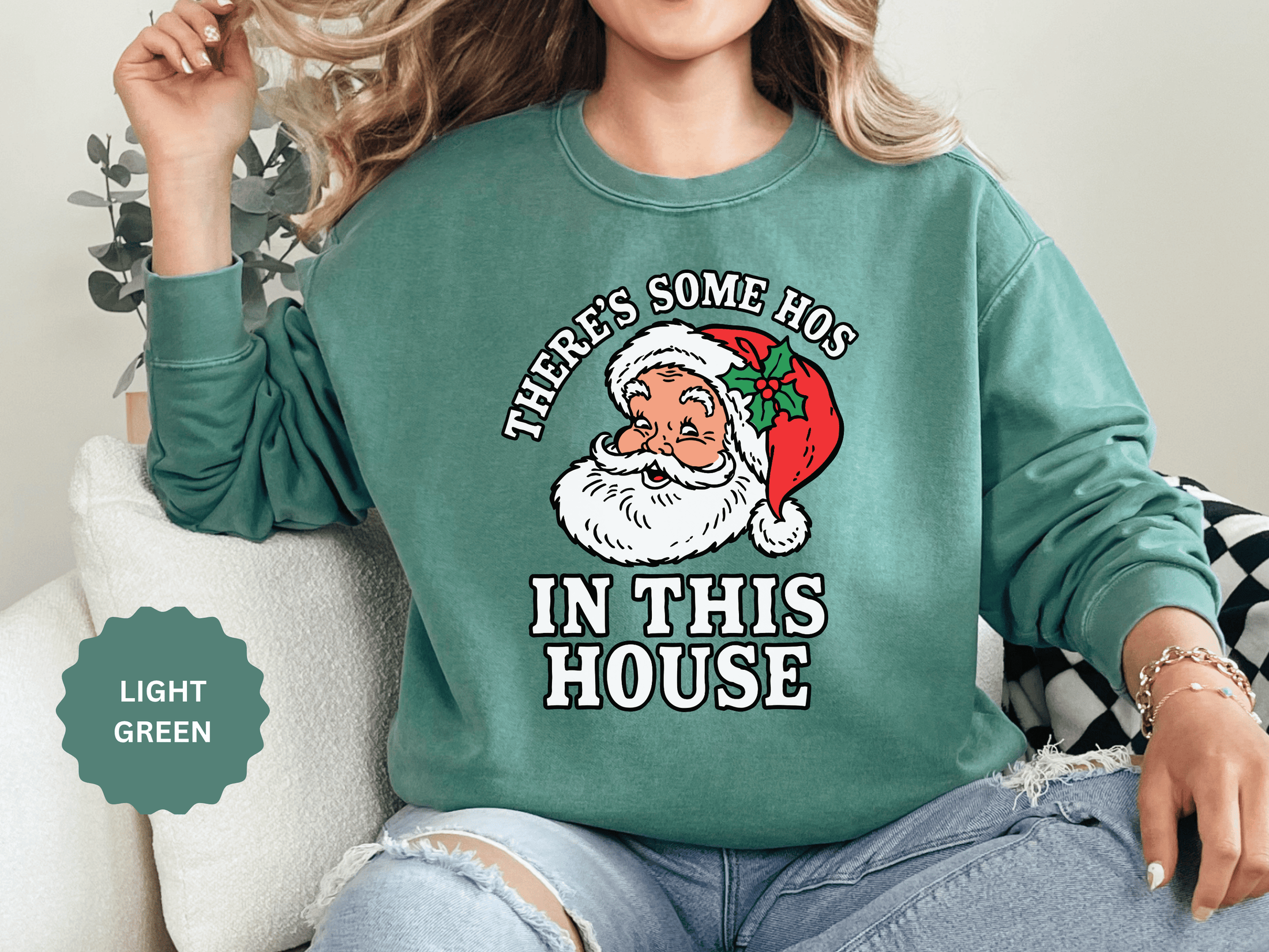 There's Some Ho's in This House Sweatshirt, Funny Santa Christmas Crewneck, Adult Holiday Party Pullover, Naughty Gift for Friends