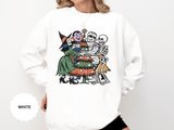 Spooky Christmas Sweatshirt, Halloween Holiday Mashup Crewneck, Witch Vampire Mummy Skeleton Pullover, Gothic Xmas Gift for Horror Fan