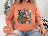 Spooky Christmas Sweatshirt, Halloween Holiday Mashup Crewneck, Witch Vampire Mummy Skeleton Pullover, Gothic Xmas Gift for Horror Fan