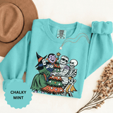 Spooky Christmas Sweatshirt, Halloween Holiday Mashup Crewneck, Witch Vampire Mummy Skeleton Pullover, Gothic Xmas Gift for Horror Fan