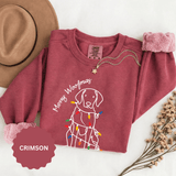 Merry Woofmas Dog Sweatshirt, Funny Christmas Puppy Crewneck, Holiday Lights Pet Lover Pullover, Cute Christmas Gift for Dog Mom or Dog Dad