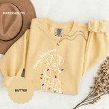 Merry Woofmas Dog Sweatshirt, Funny Christmas Puppy Crewneck, Holiday Lights Pet Lover Pullover, Cute Christmas Gift for Dog Mom or Dog Dad