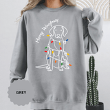 Merry Woofmas Dog Sweatshirt, Funny Christmas Puppy Crewneck, Holiday Lights Pet Lover Pullover, Cute Christmas Gift for Dog Mom or Dog Dad