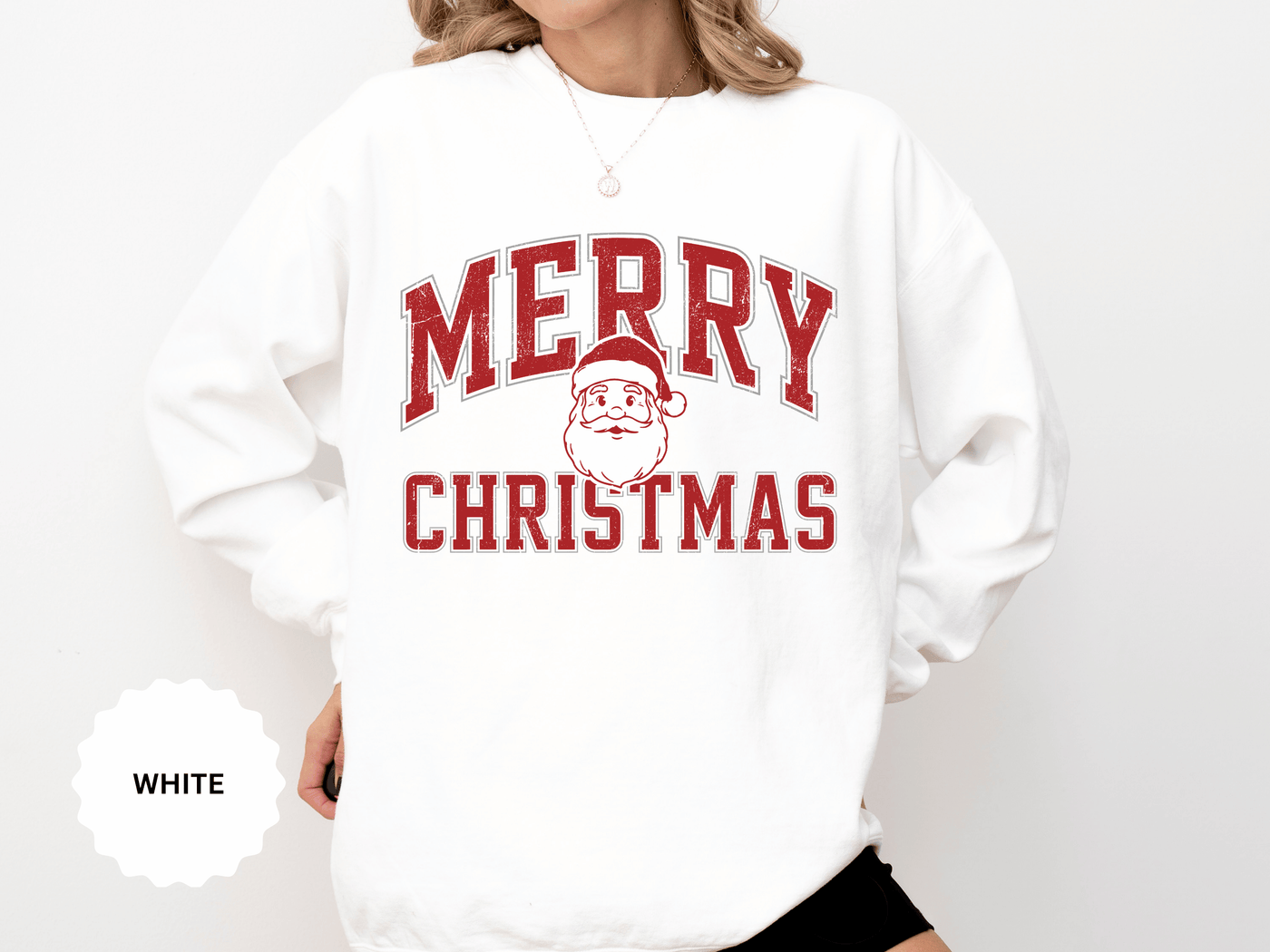 Merry Christmas Santa Sweatshirt, Vintage Holiday Crewneck, Festive Christmas Party Pullover, Retro Santa Claus Gift for Family Photos