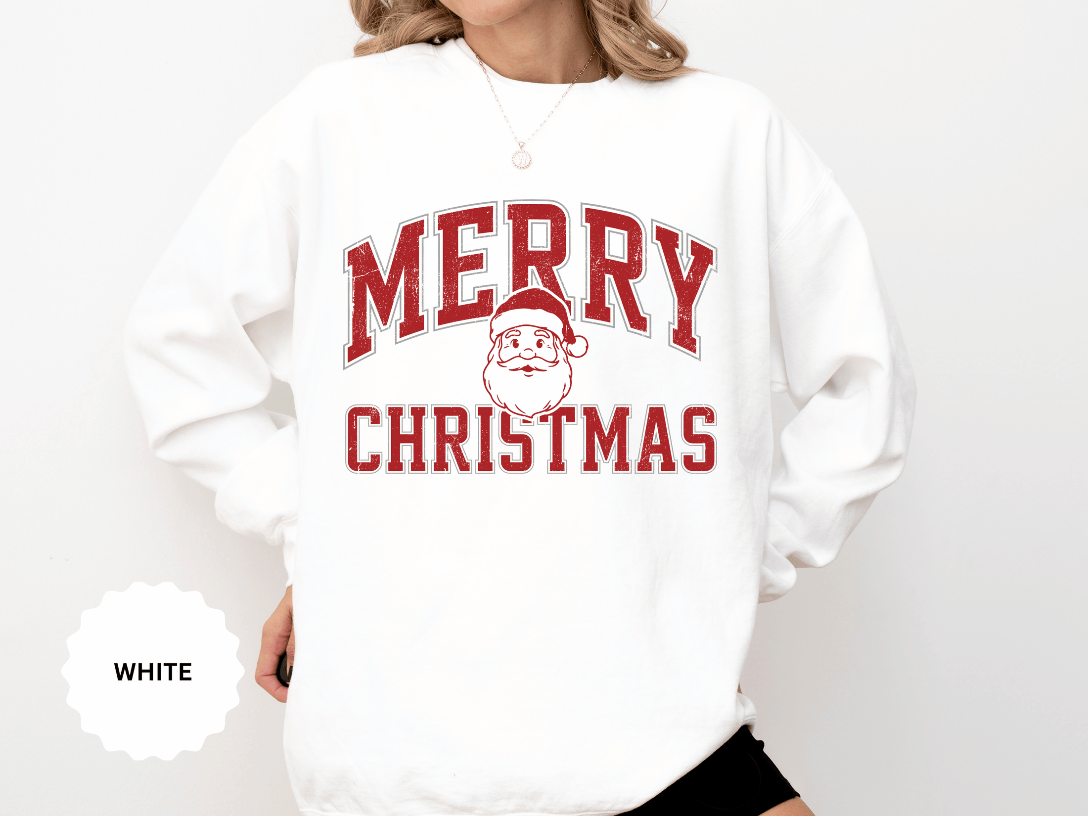 Merry Christmas Santa Sweatshirt, Vintage Holiday Crewneck, Festive Christmas Party Pullover, Retro Santa Claus Gift for Family Photos