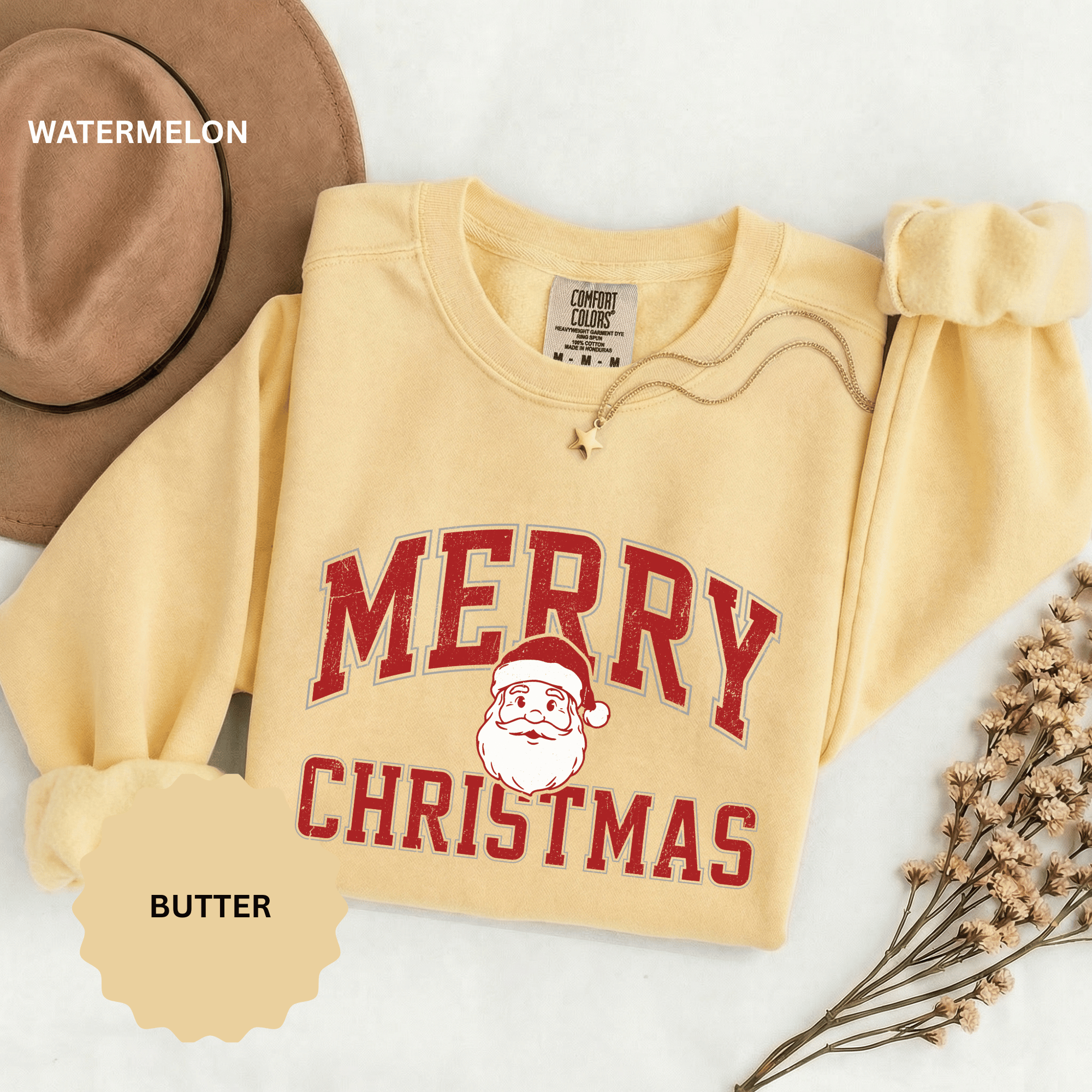 Merry Christmas Santa Sweatshirt, Vintage Holiday Crewneck, Festive Christmas Party Pullover, Retro Santa Claus Gift for Family Photos