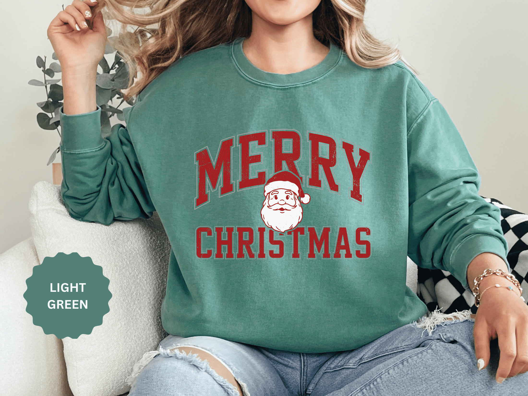 Merry Christmas Santa Sweatshirt, Vintage Holiday Crewneck, Festive Christmas Party Pullover, Retro Santa Claus Gift for Family Photos