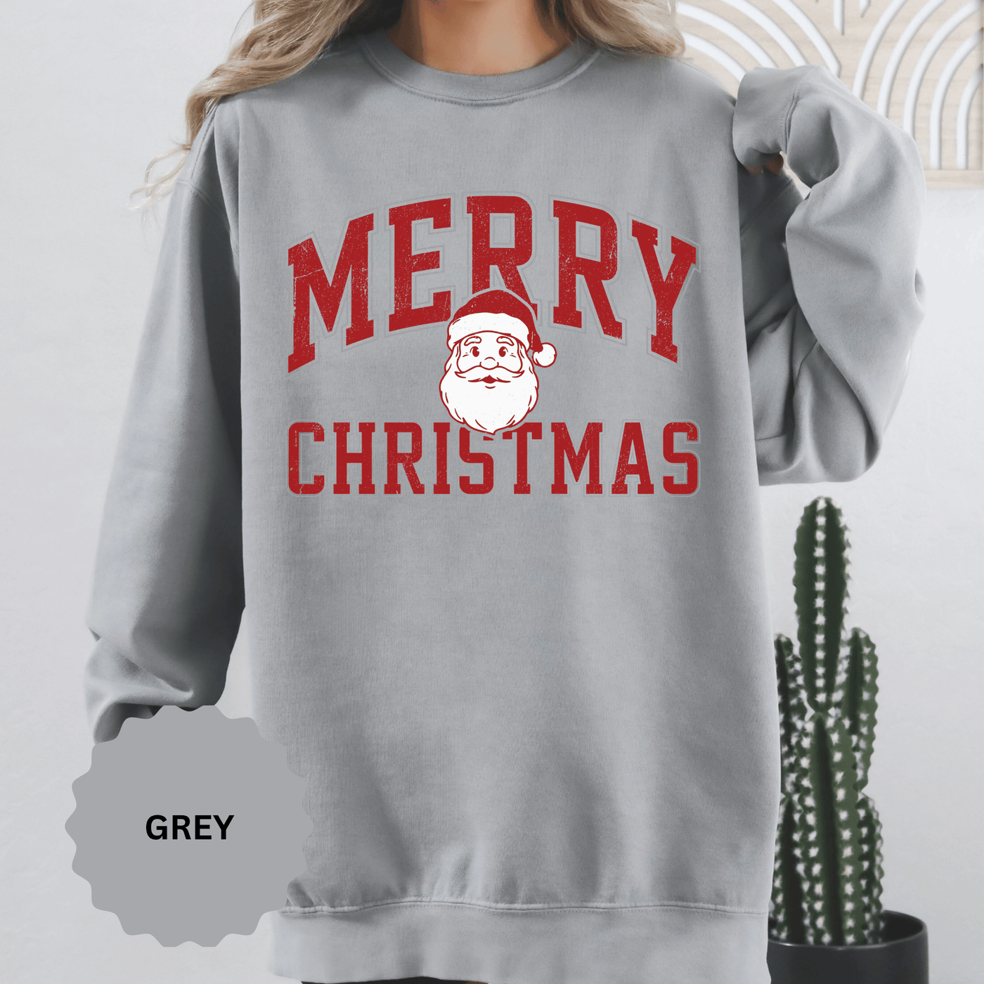 Merry Christmas Santa Sweatshirt, Vintage Holiday Crewneck, Festive Christmas Party Pullover, Retro Santa Claus Gift for Family Photos