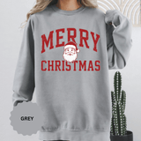 Merry Christmas Santa Sweatshirt, Vintage Holiday Crewneck, Festive Christmas Party Pullover, Retro Santa Claus Gift for Family Photos