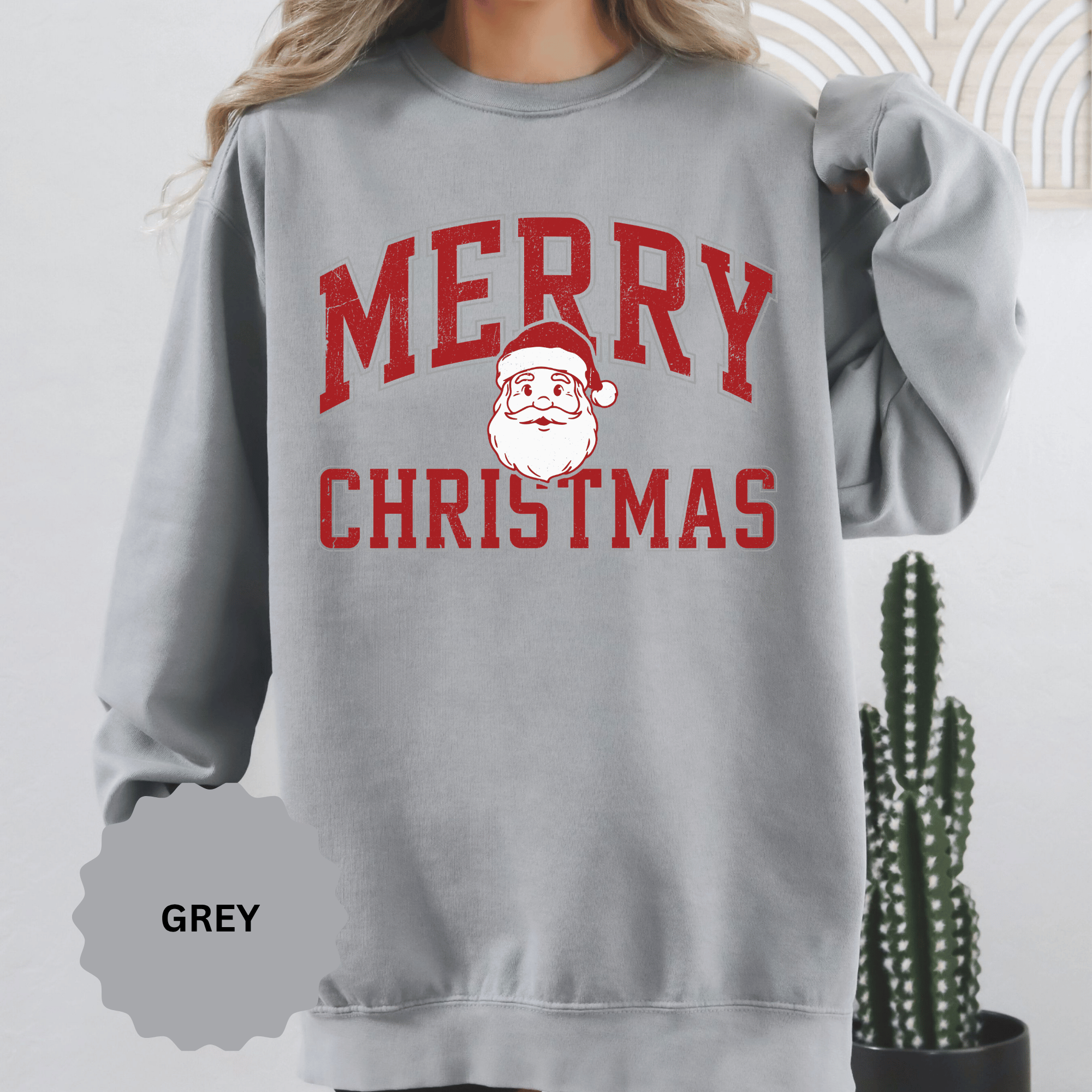 Merry Christmas Santa Sweatshirt, Vintage Holiday Crewneck, Festive Christmas Party Pullover, Retro Santa Claus Gift for Family Photos