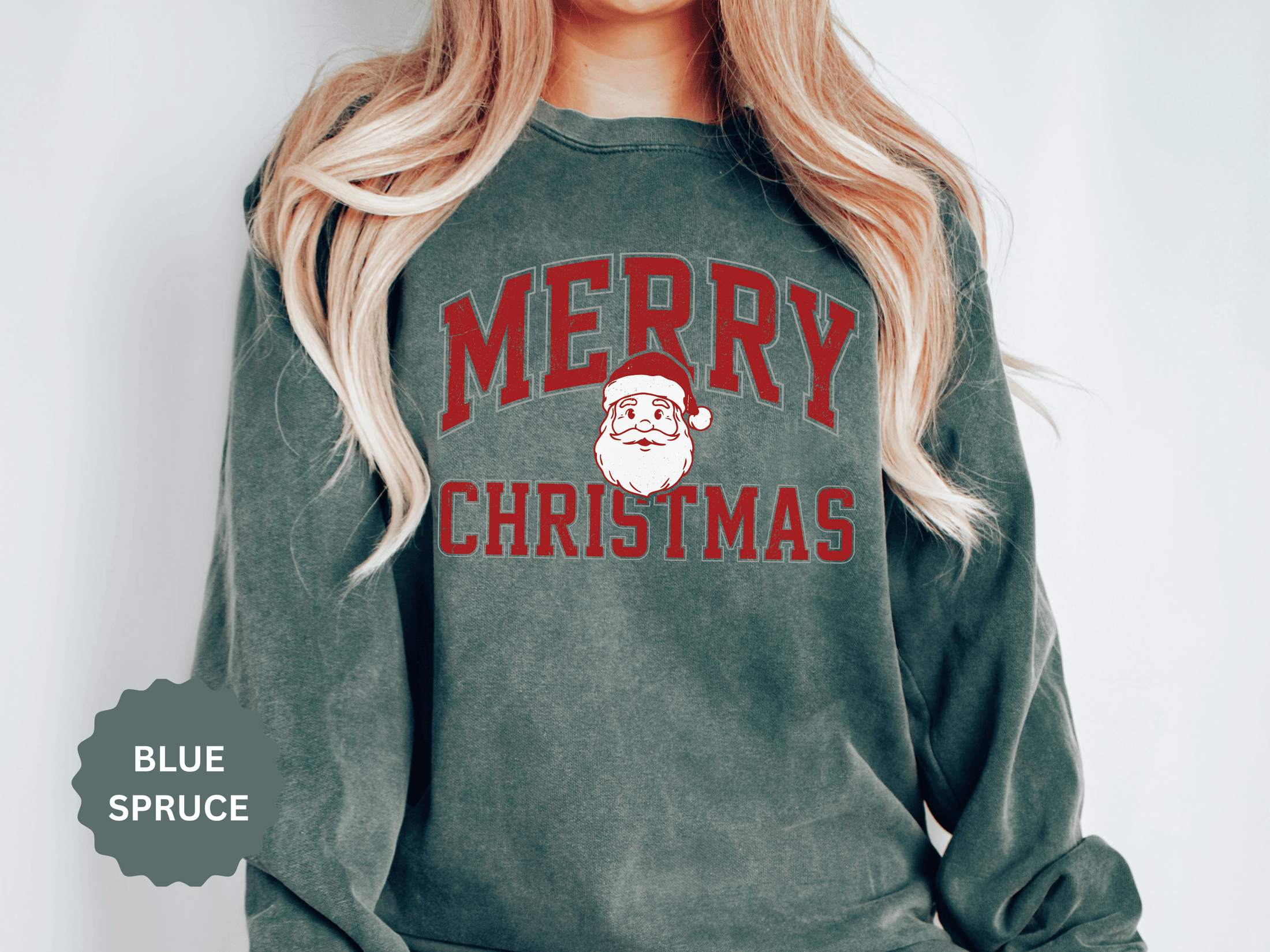 Merry Christmas Santa Sweatshirt, Vintage Holiday Crewneck, Festive Christmas Party Pullover, Retro Santa Claus Gift for Family Photos