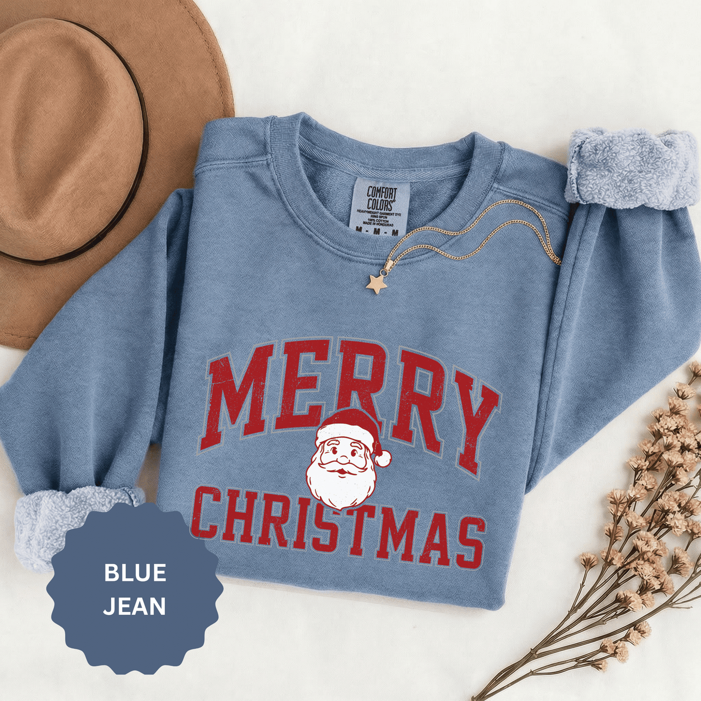 Merry Christmas Santa Sweatshirt, Vintage Holiday Crewneck, Festive Christmas Party Pullover, Retro Santa Claus Gift for Family Photos