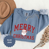 Merry Christmas Santa Sweatshirt, Vintage Holiday Crewneck, Festive Christmas Party Pullover, Retro Santa Claus Gift for Family Photos