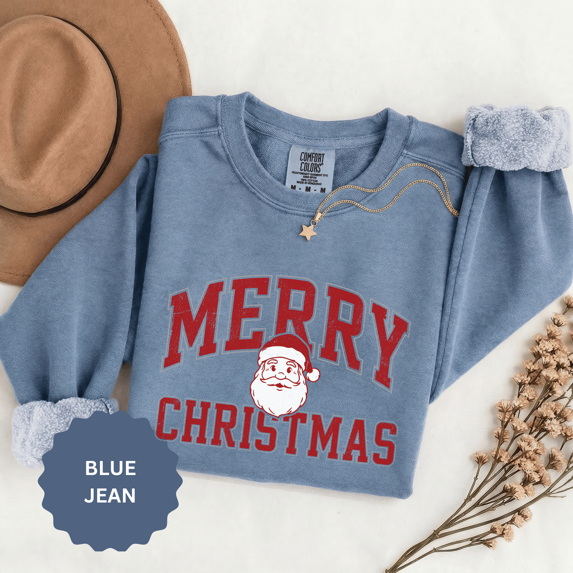 Merry Christmas Santa Sweatshirt, Vintage Holiday Crewneck, Festive Christmas Party Pullover, Retro Santa Claus Gift for Family Photos