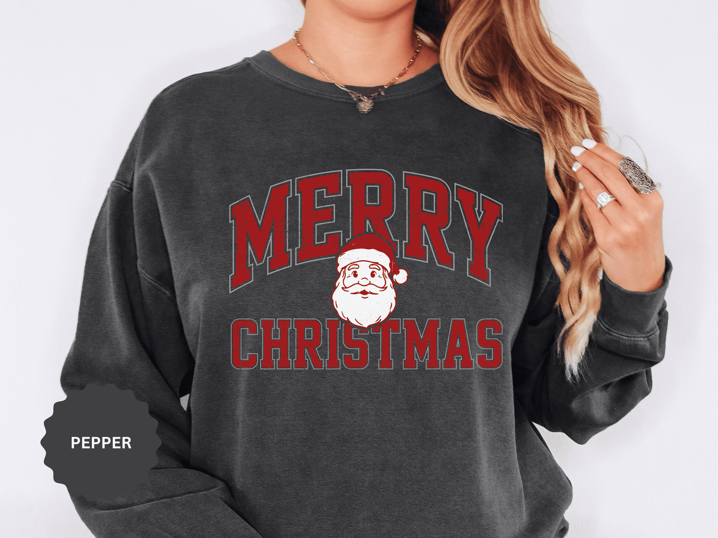 Merry Christmas Santa Sweatshirt, Vintage Holiday Crewneck, Festive Christmas Party Pullover, Retro Santa Claus Gift for Family Photos