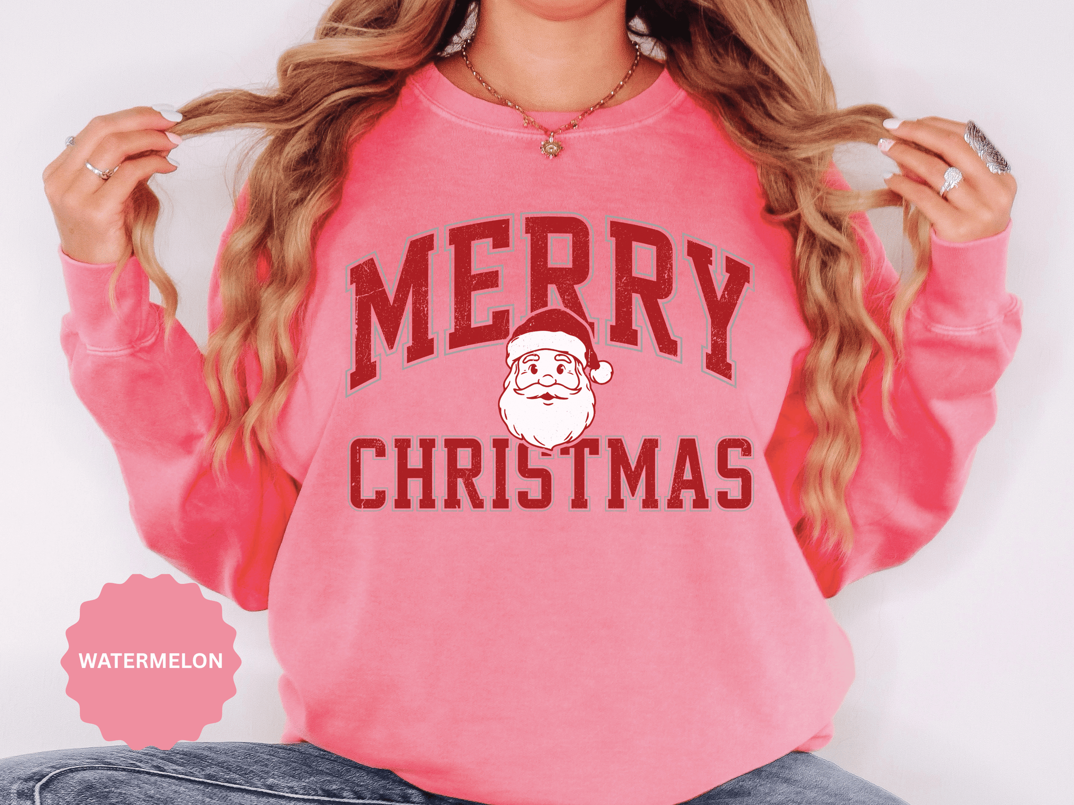 Merry Christmas Santa Sweatshirt, Vintage Holiday Crewneck, Festive Christmas Party Pullover, Retro Santa Claus Gift for Family Photos