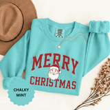 Merry Christmas Santa Sweatshirt, Vintage Holiday Crewneck, Festive Christmas Party Pullover, Retro Santa Claus Gift for Family Photos