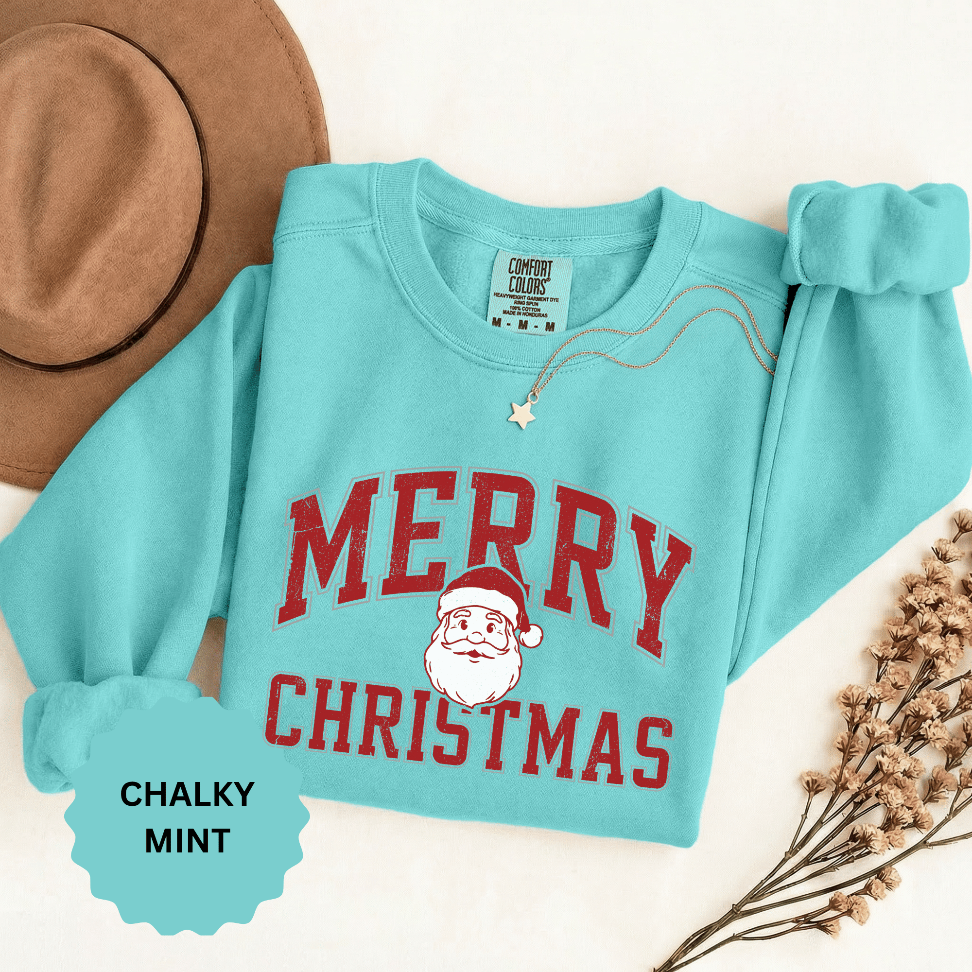 Merry Christmas Santa Sweatshirt, Vintage Holiday Crewneck, Festive Christmas Party Pullover, Retro Santa Claus Gift for Family Photos