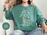 Merry Woofmas Dog Sweatshirt, Funny Christmas Puppy Crewneck, Holiday Lights Pet Lover Pullover, Cute Christmas Gift for Dog Mom or Dog Dad