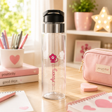 Personalized Transparent Water Bottle for Girls, Custom Name Flower Bottle, Cute School Drinkware, Birthday Gift for Kids and Teens