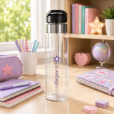 Personalized Transparent Water Bottle for Girls, Cute Star Wand Design, Custom Name Water Bottle, School Gift, Back to School Gift