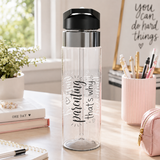 Personalized Parenting Transparent Water Bottle, Mom Gift for Busy Parents, Inspirational Drink Bottle for Moms, Everyday Hydration Gift