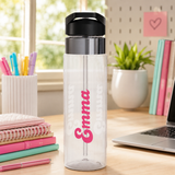 Personalized Transparent Water Bottle, Custom Name Water Bottle, Reusable Drink Bottle for School, Gym, Work, Travel, Gift for Her