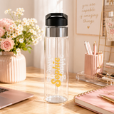 Personalized Transparent Water Bottle for Women, Custom Name Drinkware, Inspirational Gift for Her, Everyday Hydration, School or Work