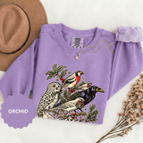 Winter Birds Graphic Sweatshirt, Vintage Woodland Pullover for Bird Lovers, Festive Nature Top, Cozy Christmas Gift for Birdwatchers