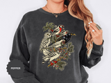 Winter Birds Graphic Sweatshirt, Vintage Woodland Pullover for Bird Lovers, Festive Nature Top, Cozy Christmas Gift for Birdwatchers