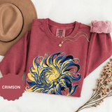 Celestial Sun Graphic Sweatshirt, Blue and Gold Cosmic Pullover, Mystical Night Sky Top, Astrology Gift for Stargazers and Dreamers