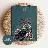 Traditional Panther Graphic Shirt, Floral Tattoo T-Shirt for Men and Women, Old School Big Cat Tee, Alternative Art Gift for Tattoo Fans