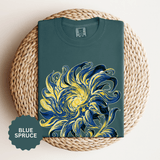 Celestial Sun Graphic Shirt, Blue and Gold Cosmic T-Shirt, Mystical Night Sky Tee, Astrology Gift for Stargazers and Dreamers, Gift Idea