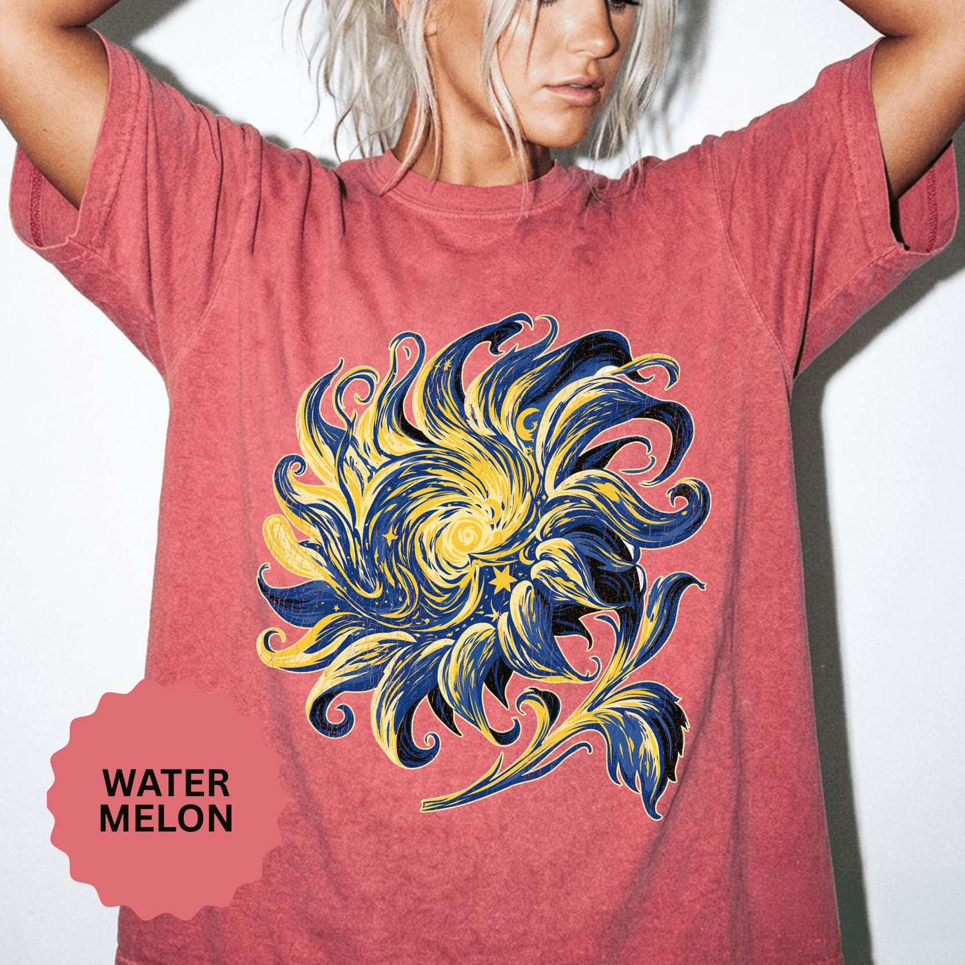 Celestial Sun Graphic Shirt, Blue and Gold Cosmic T-Shirt, Mystical Night Sky Tee, Astrology Gift for Stargazers and Dreamers, Gift Idea