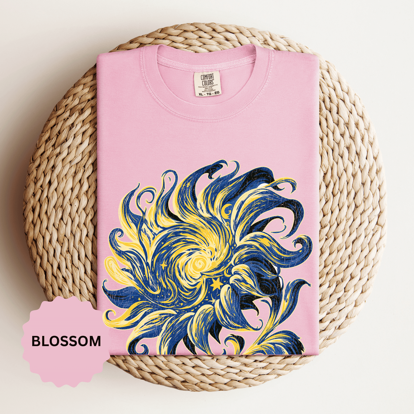Celestial Sun Graphic Shirt, Blue and Gold Cosmic T-Shirt, Mystical Night Sky Tee, Astrology Gift for Stargazers and Dreamers, Gift Idea