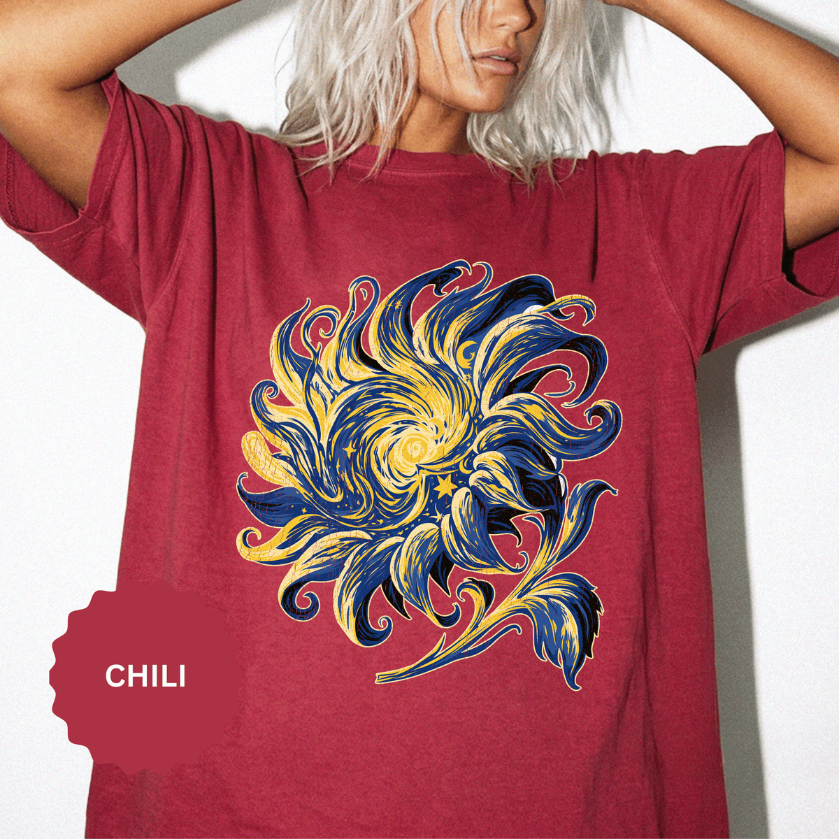 Celestial Sun Graphic Shirt, Blue and Gold Cosmic T-Shirt, Mystical Night Sky Tee, Astrology Gift for Stargazers and Dreamers, Gift Idea