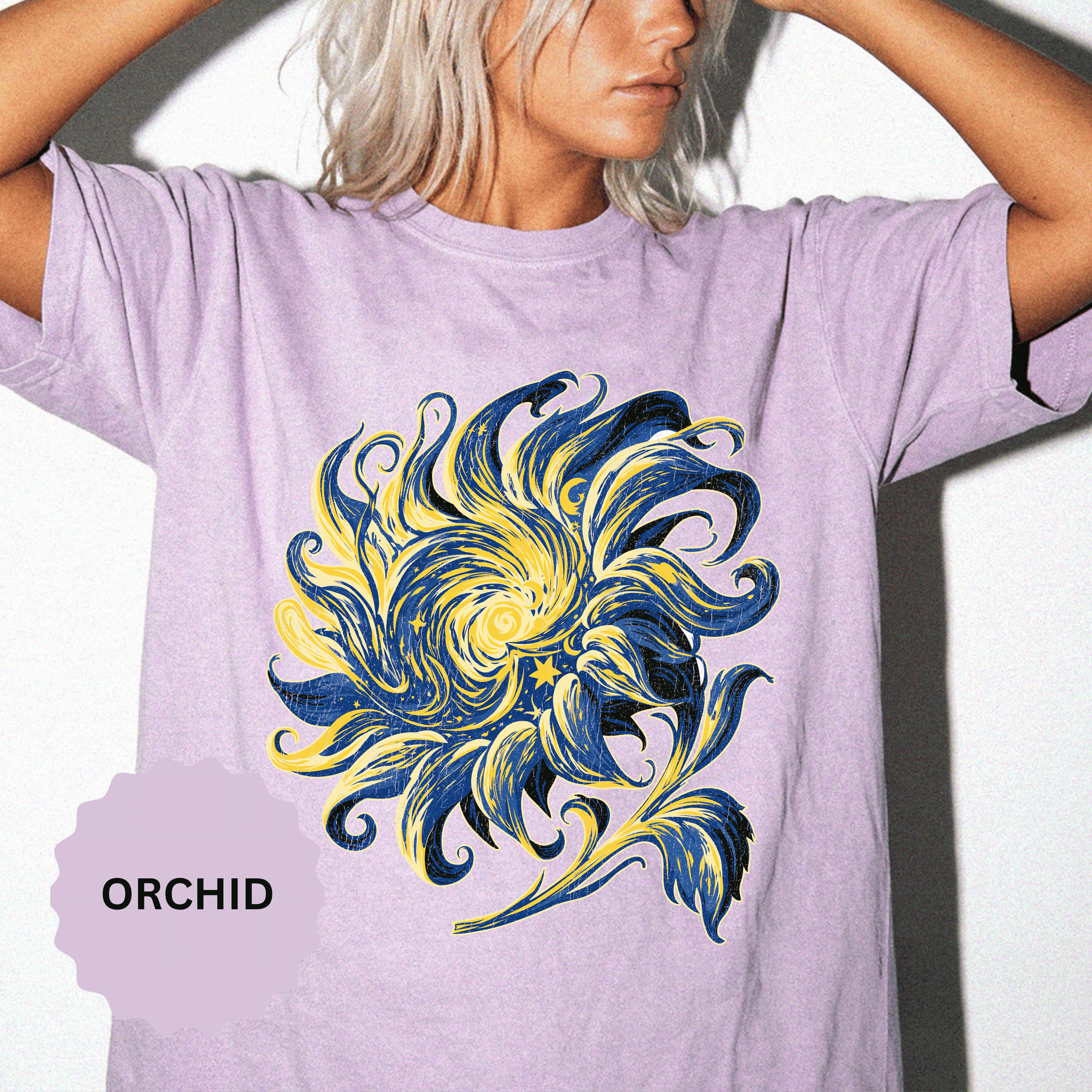 Celestial Sun Graphic Shirt, Blue and Gold Cosmic T-Shirt, Mystical Night Sky Tee, Astrology Gift for Stargazers and Dreamers, Gift Idea