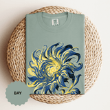 Celestial Sun Graphic Shirt, Blue and Gold Cosmic T-Shirt, Mystical Night Sky Tee, Astrology Gift for Stargazers and Dreamers, Gift Idea