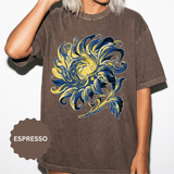 Celestial Sun Graphic Shirt, Blue and Gold Cosmic T-Shirt, Mystical Night Sky Tee, Astrology Gift for Stargazers and Dreamers, Gift Idea